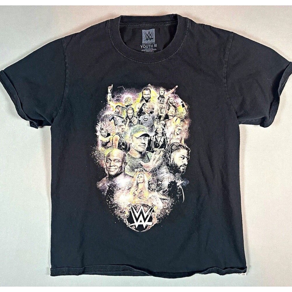WWE Authentic Boys Youth M Black Graphic T-Shirt Officially Licensed